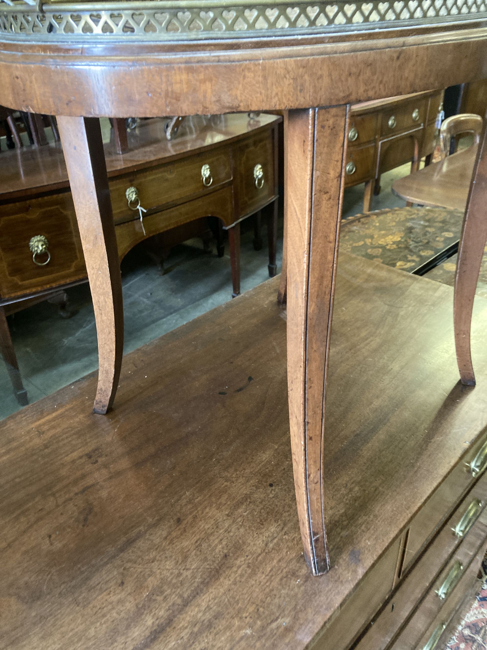 An Edwardian inlaid oval tray, on later stand, width 70cm depth 46cm height 57cm